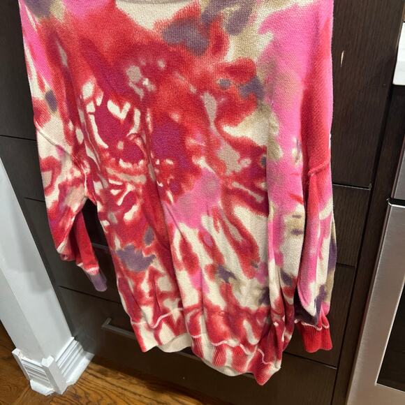 Natural Life Taylor Sweater Womens medium Over sized Floral Tie Dye Boho Hippie - Picture 3 of 5